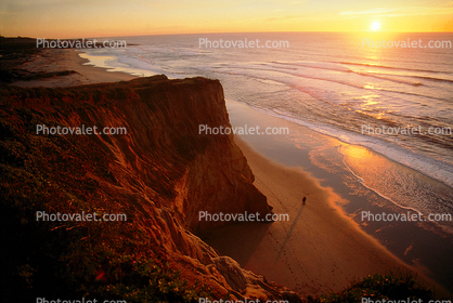 Couple Walking in the Sunset, Pacific Ocean