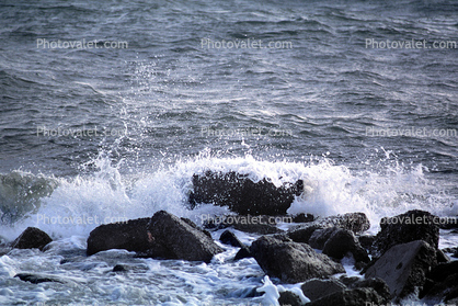 Rocks, Bay, water, coastline, splash