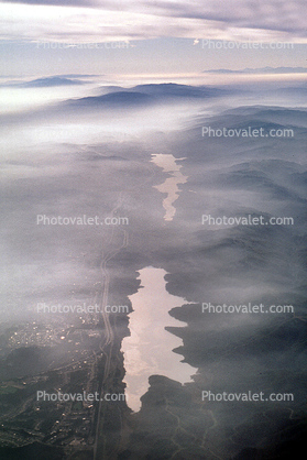 Crystal Springs Reservoir, San Andreas Fault line, Fog, Haze