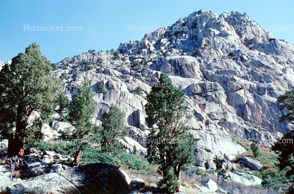 Granite, Rocks, Mountain, trees