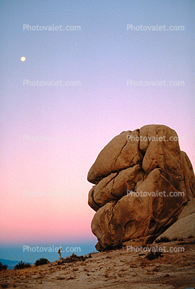 amazing rock formation, person, moon, desert