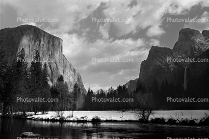 Merced River, El Capitan, Waterfall, Granite Cliff