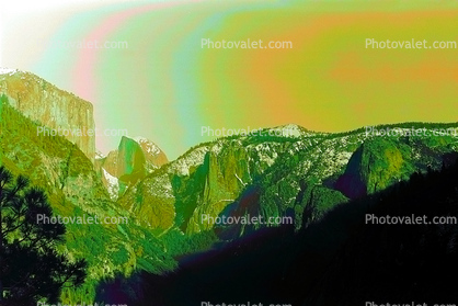 Psychedelic Sky, El Capitan, Half Dome, Granite Cliff, psyscape