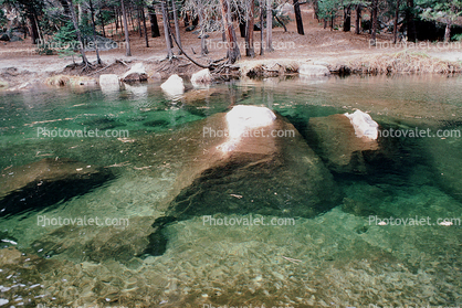 Merced River, boulders, clear water