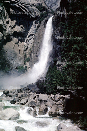 lower Yosemite Falls, Waterfall, mist, misty