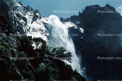 Waterfall, Granite Cliff, mist, misty