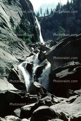 Waterfall, Granite Cliff, mist, misty