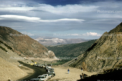 Valley, clouds, Cars, vehicles, 1960s
