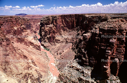 Puffy Clouds, Barren Landscape, Little Colorado River Canyon Wall, Cameron