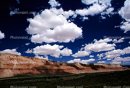 Puffy Clouds, Barren Landscape, Mountains, Cumulus