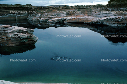 lake, water, pancake rock formations
