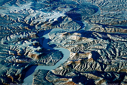 River, snow, cold, Rocky Mountains, fractal