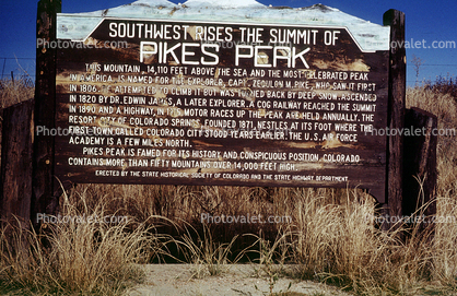 Pikes Peak, sign, signage