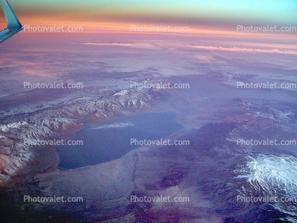 Walker Lake, snow dusted fractal mountains, Mineral County, Wassuk Range, water