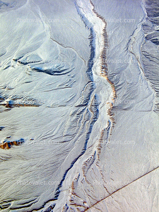 Zippered Landscape, frozen river, cold, ice, snow, central Nevada, fractal