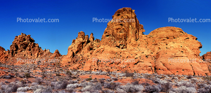 SCREAMING MONKEY FACE SPHINX, Valley of Fire State Park, Mojave Desert, Panorama, Pareidolia, Monkey Face Man