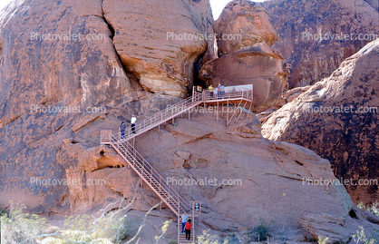 lookout, stairs, steps, boulders, Valley of Fire State Park, Mojave Desert