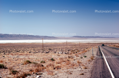 Salt Flats east of Fallon, Highway-50, road