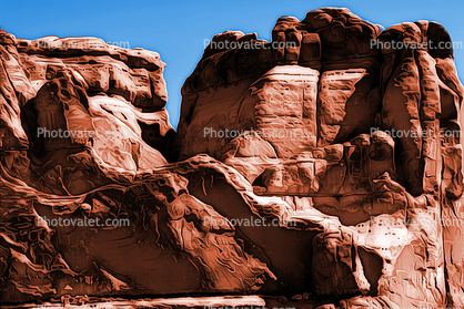 Facade of Rock with bouldaic shapes and anchored in the eons of time, Paintography