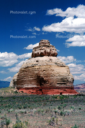 butte, Beehive Rock, strata, clouds