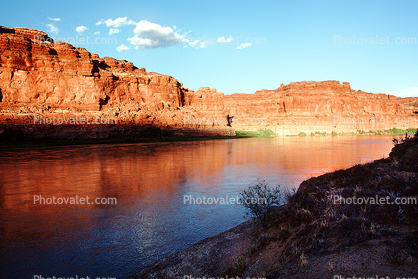 Colorado River, Reflection, mountain, cliffs