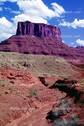 Mesa, clouds, Cliffs, stone, geologic feature, Castle Valley, east of Moab, gully, gulch