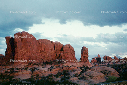 Stone, Rock, Clouds, Knob, arch, Balance Rock, geoforms, geologic feature, spire