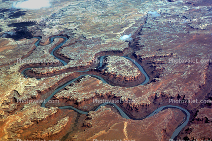 Green River, Meandering, Fractal Patterns, Desert Landscape, Aerial