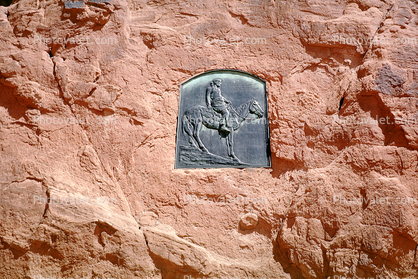 Plauqe, Marker, bronze, Indian on a Horse, Bas-relief