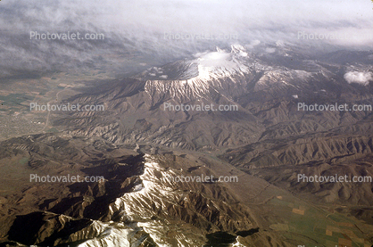 mountain range, snow peaks, valley