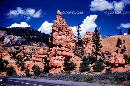 clouds upon the standing stone, Hoodoo, outcropping, Spire, Sandstone