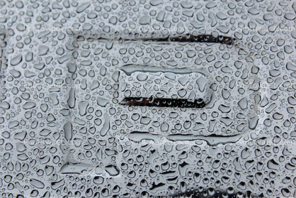 Letter Pea, P, Water Drops on a car