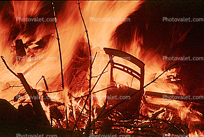 Bonfire and a chair in transition