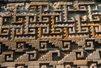 Mayan Architecture, Rock Wall, mosaic, ornate patterns
