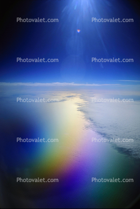 Pacific Ocean flying from California to Japan, Seascape, Clear Blue Sky, Chromatic Ocean, Spectral Colors