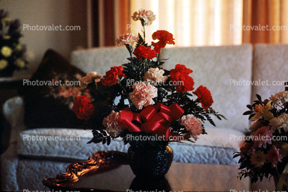Flower Vase, red ribbon