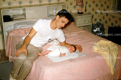 Proud Father, Child, baby, newborn, 1940s