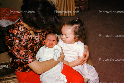 sister and baby, infant, 1950s