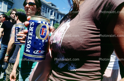 Fosters Beer Can, Woman, Breast