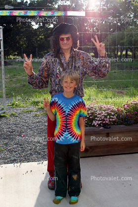 Hippy Father and Son, tie dyed shirt