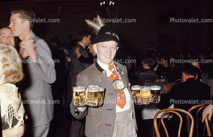 Beer, Lederhosen Man, Hat, Oktoberfest, 1950s