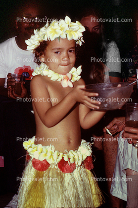 Hawaii, Hawaiian Party, Flowers, Grass Skirt, 1950s
