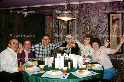 Ice Cream and Pie desert, Men, Women, Goofing, Table, Cards, 1960s