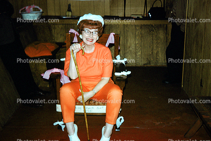 Woman in a Chair, Cane, Goofing