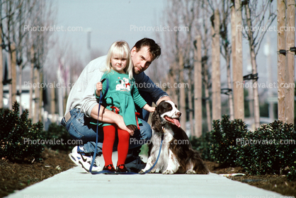 Father, Daughter, walking the dog