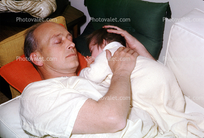 Father, Baby, Sleeping, Boy, March 1966, 1960s