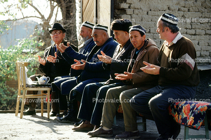 Men sitting on a bench, Tashkent, Uzbekistan