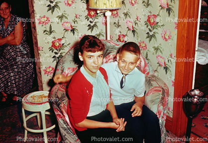 Girl with Boy, cute, wallpaper, sweater, 1950s