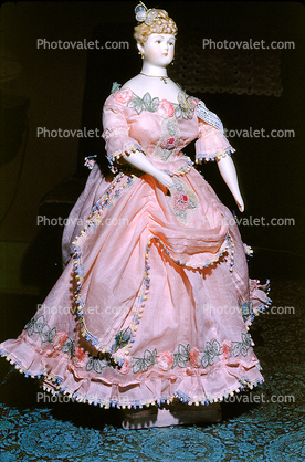 Edwardian Lady in a Pink Dress, Lacy, Female, Dress, Victorian Porcelain Doll