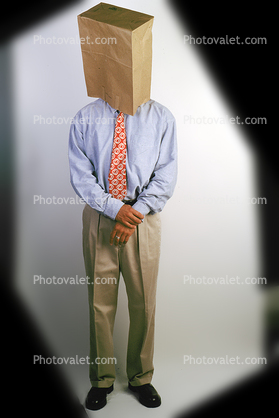 Bag Over your Head, Man, Executive, Male, Suit